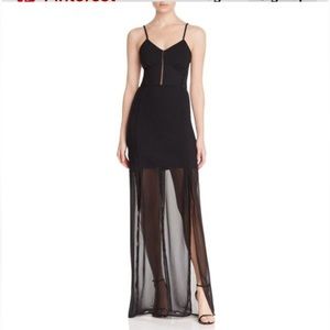 French Connection Chantilly Bow Black long Slip Dress sz.2